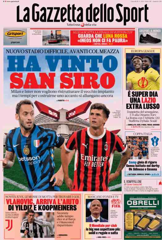 In prima pagina, i giornali in edicola oggi 26 settembre 2024