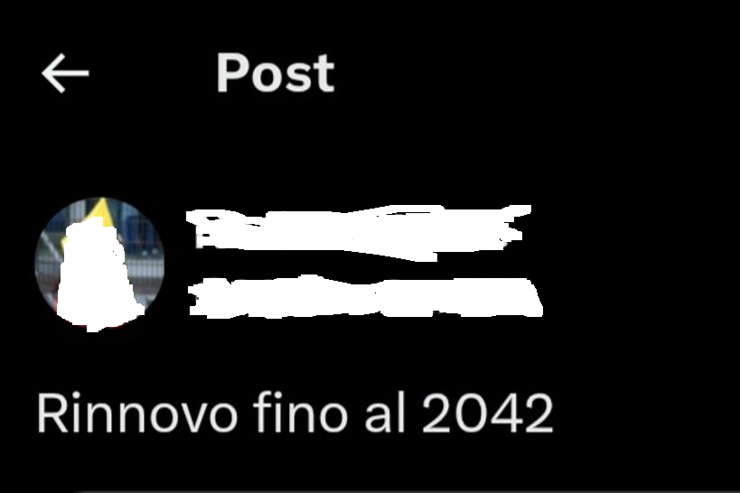 Il tweet che riguarda il giocatore che rinnova con la Roma - Screen X - Calcioinpillole.com
